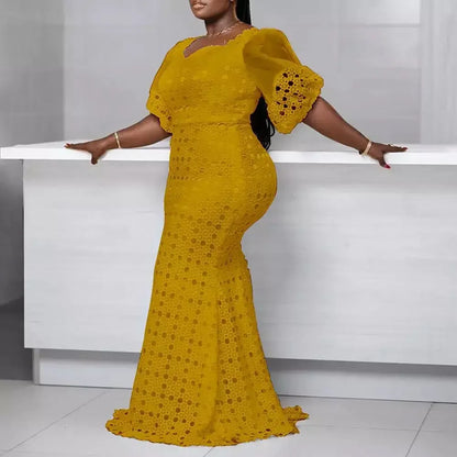 White Women Dress Bodycon Long Maxi Robe African High Waist Trumpet Femme Vestiods Plus Size Dresses S-5XL