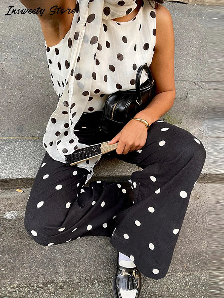 Fashion Polka Dot Dress Women's Slim Long Sleeve O-neck High-Waisted Floor-Length Dresses 2026 Spring Summer New Bohemian Robe
